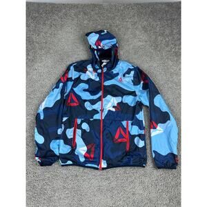 Reebok Jacket Boys XXL 2XL Blue Camouflage Camo Windbreaker Full Zip Kids